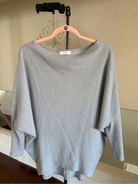 Cherish Light Gray Ribbed Boatneck Sweater